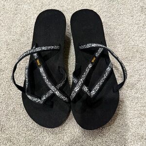 Teva Women's 10 Mush Mandalyn Wedge Ola 2 Sandals Flip Flops Black  EUC 1000099